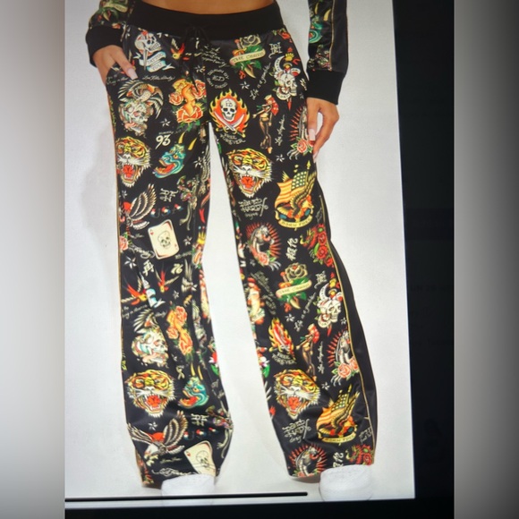 Ed Hardy Tattoo Embroidered colorful Track Pants